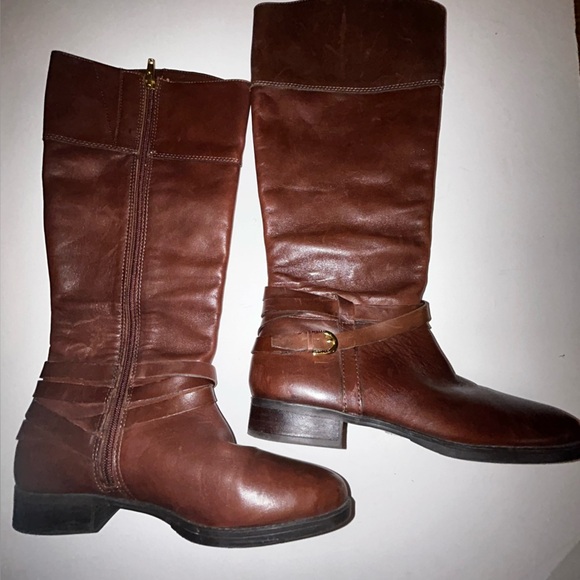 Audrey Brooke Shoes - Audrey Brooke Abannya Brown Leather Heeled Riding Boots Zipper Lined Size 7